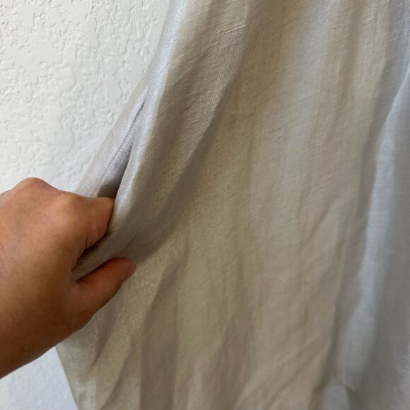 SHOSH Linen Blend Mini Dress Beige A-Line Sleeveless Babydoll Flowy - Picture 6 of 11